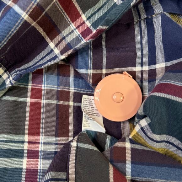 Viyella Plaid Button Down Shirt Blue Burgundy Men’s XL Cotton Wool Casual Preppy - Picture 12 of 14